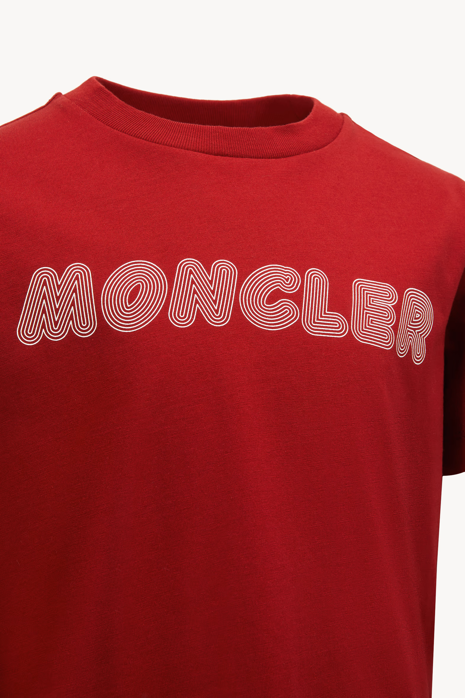 Camiseta de algodón con logotipo óptico Niño Rojo Oscuro Moncler 4